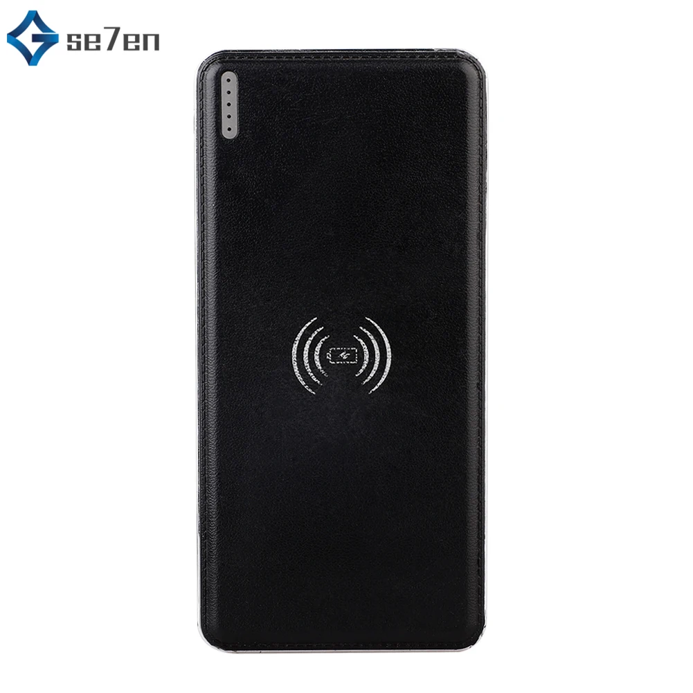 10000 мАч внешняя батарея для iPhone 7 X samsung huawei Xiaomi Qi Беспроводное зарядное устройство power Bank Беспроводное зарядное устройство - Цвет: Черный