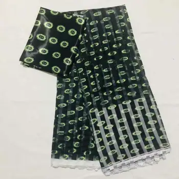 

Hot sale Gahna Style satin silk fabric with organza ribbon African wax design high quality 4+2yards