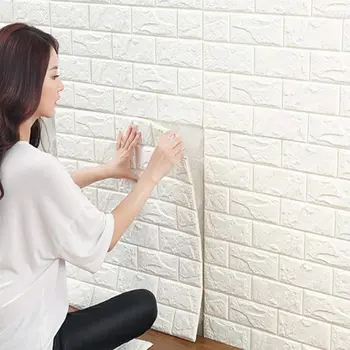 

3d Brick Wallpaper 3D Wood Wallpaper Stickers, Removable Wall and Adhesive Stick for Kitchen Bathroom Living Room Living Room
