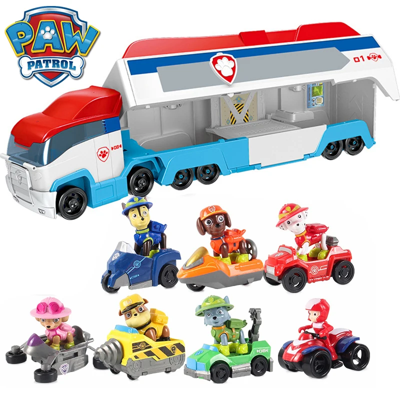 Paw Patrol автомобиль Райдер раздвижная команда большой грузовик музыка Спасательная команда игрушка Patrulla Canina Щенячий патруль игрушки для детей Рождество 2D40
