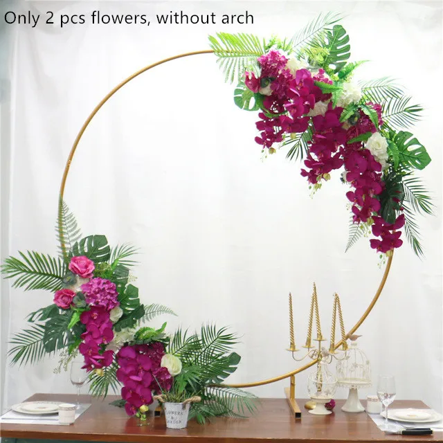 2 pcs purple flowers Bebe fiesta boda аксессуары decoracion de hierro forjado anillo redondo arco telon de fondo redondo arco cesped seda искусственные - Цвет: 2 pcs purple flowers
