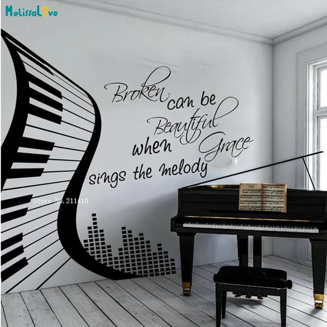 Sticker mural musique de piano