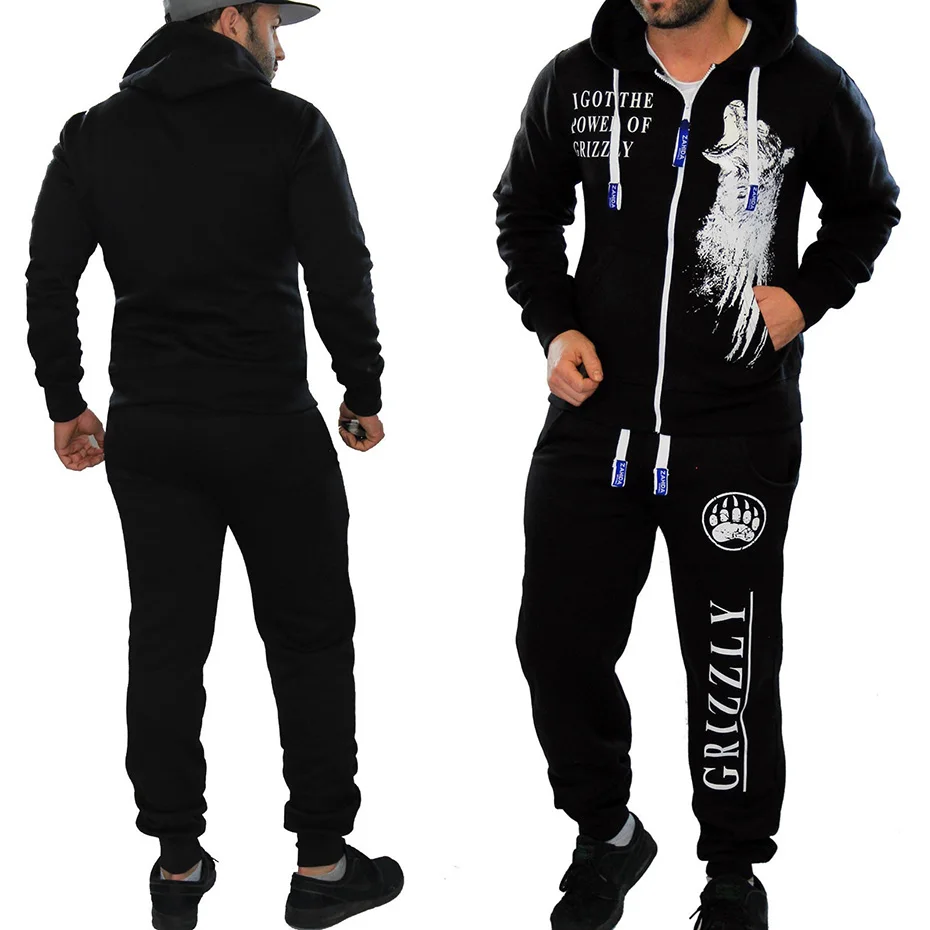 Low Price Zogaa Tracksuit Men's Casual Suit Autumn Men's Hooded Sweatshirt+Joggers 2 Pieces of Set Letter Printed Zipper Jacket Sweatsuit