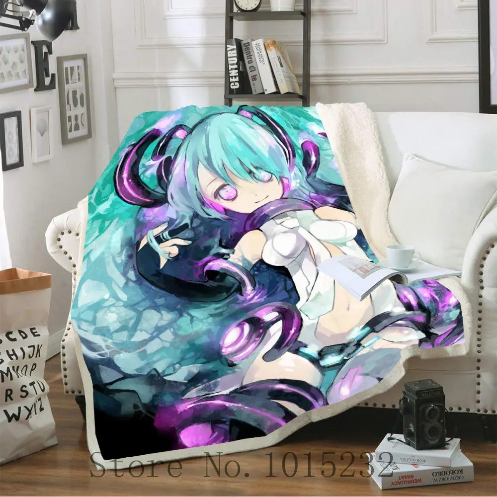 Hatsune Мику 3D печатных шерпа одеяло диване пододеяльник путешествия постельные принадлежности Outlet бархат плюшевый плед Флисовое одеяло покрывало 01 - Цвет: 010