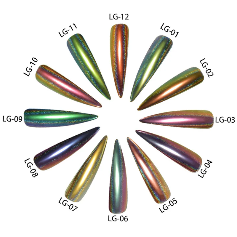 

H002 Nails Art Dip Powder twdSet Nail GlitterNail Polish Holographic Manicure Dry Chrome Pigment Dipping Powder