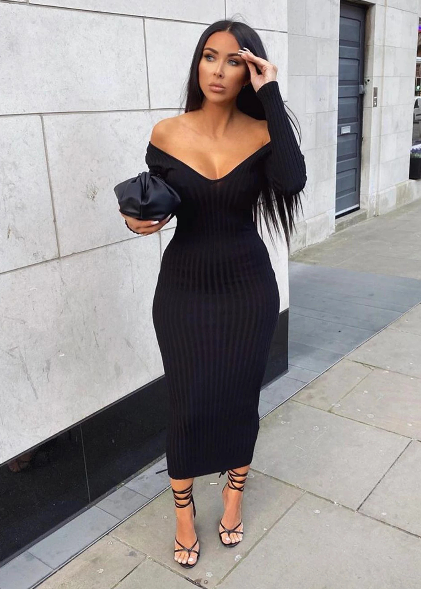 bodycon ribbed maxi dress