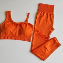 Комплект для йоги, Женская бесшовная одежда для фитнеса, спортивная одежда, женские леггинсы для спортзала, мягкий пуш-ап спортивный бюстгальтер на бретелях, 2 шт., спортивные костюмы