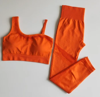 

New Yoga Set Women Seamless Fitness Clothing Sportswear Woman Gym Leggings Padded Push-up Strappy Sports Bra 2 Pcs Sports Suits