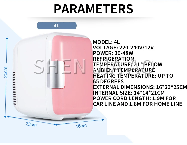 4L автомобильный холодильник с подогревом и охлаждением, небольшой холодильник, портативный холодильник, автомобильный бытовой двойной