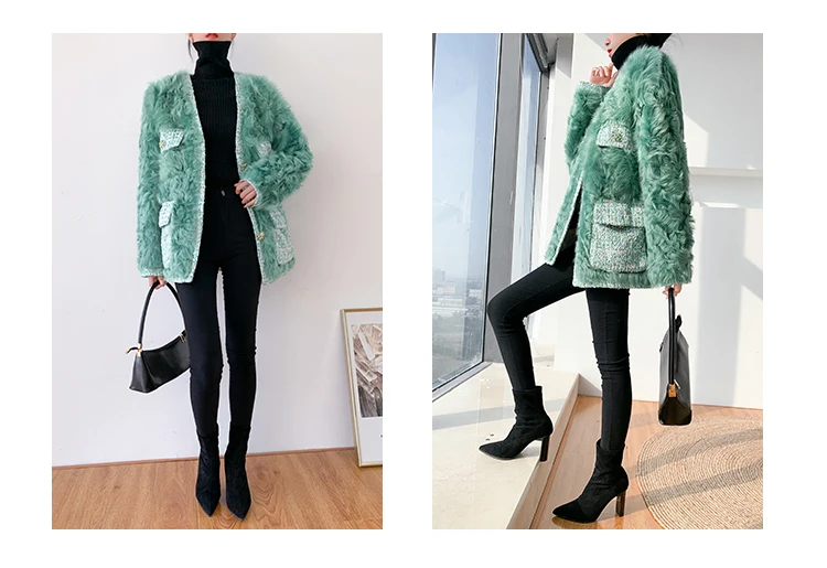 Heydress, винтажное осеннее меховое пальто для женщин, зимнее пальто, одежда для офисных леди, корейские овечьи овцы, меховые Топы