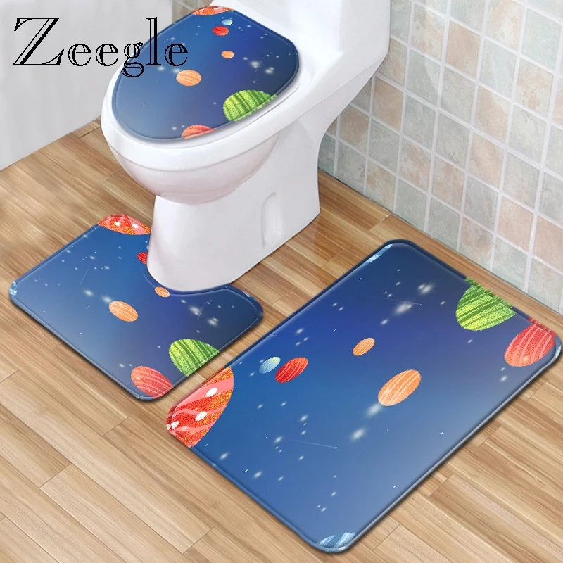 Zeegle Bathroom Decoration Mat Set Shower Room Water Absorption Floor Rug  Modern Toilet Seat Cover Anti-slip Soft Foot Rug