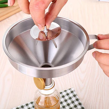 

Stainless Steel Kitchen Funnel Filter Kitchen Strainer Funnel for Liquid Powdered Items trainer Cooking Oil Liquid Dispenser