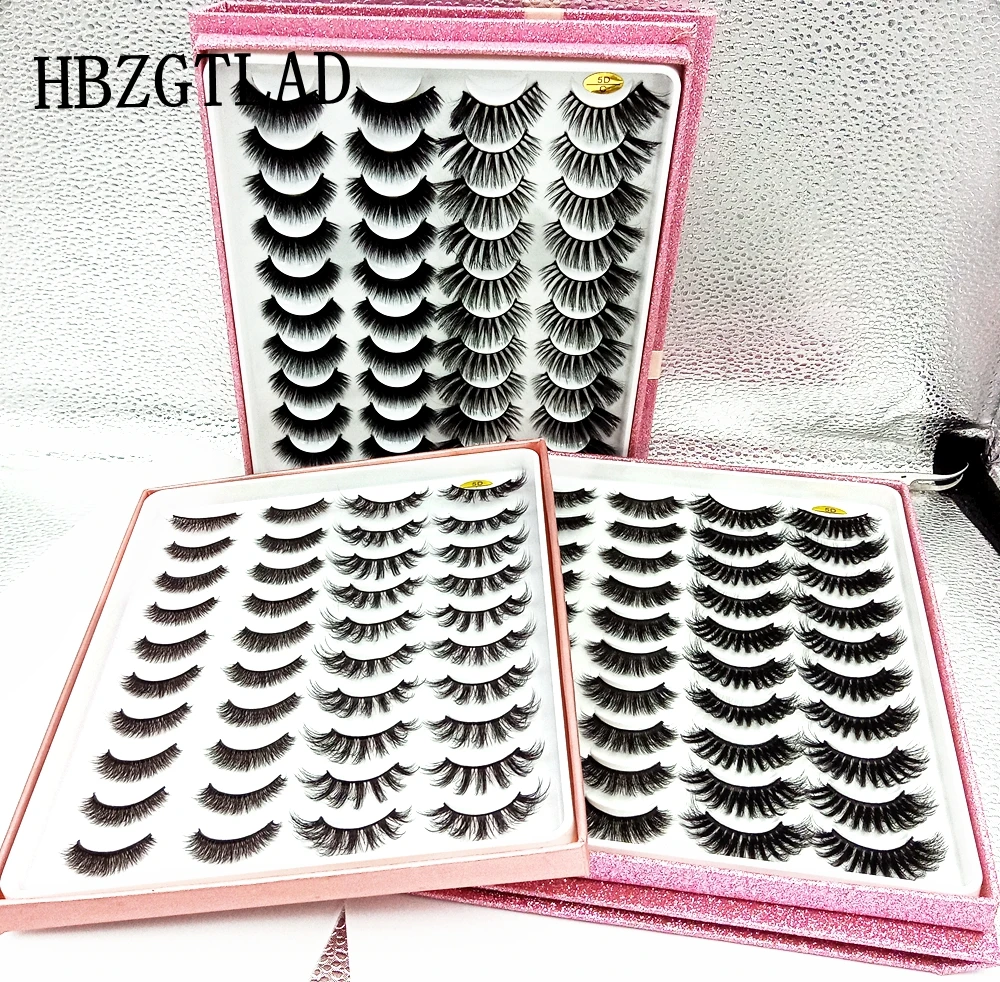 

HBZGTLAD 20 pairs Wispy Fluffy natural long false eyelashes makeup 3d mink lashes Stage Makeup eyelash extension for beauty 5D