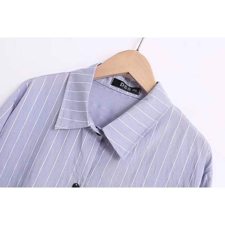 Модная женская блузка размера плюс 2XL-5XL с длинным рукавом и асимметричным подолом, свободная полосатая блуза с длинным рукавом, топы OL