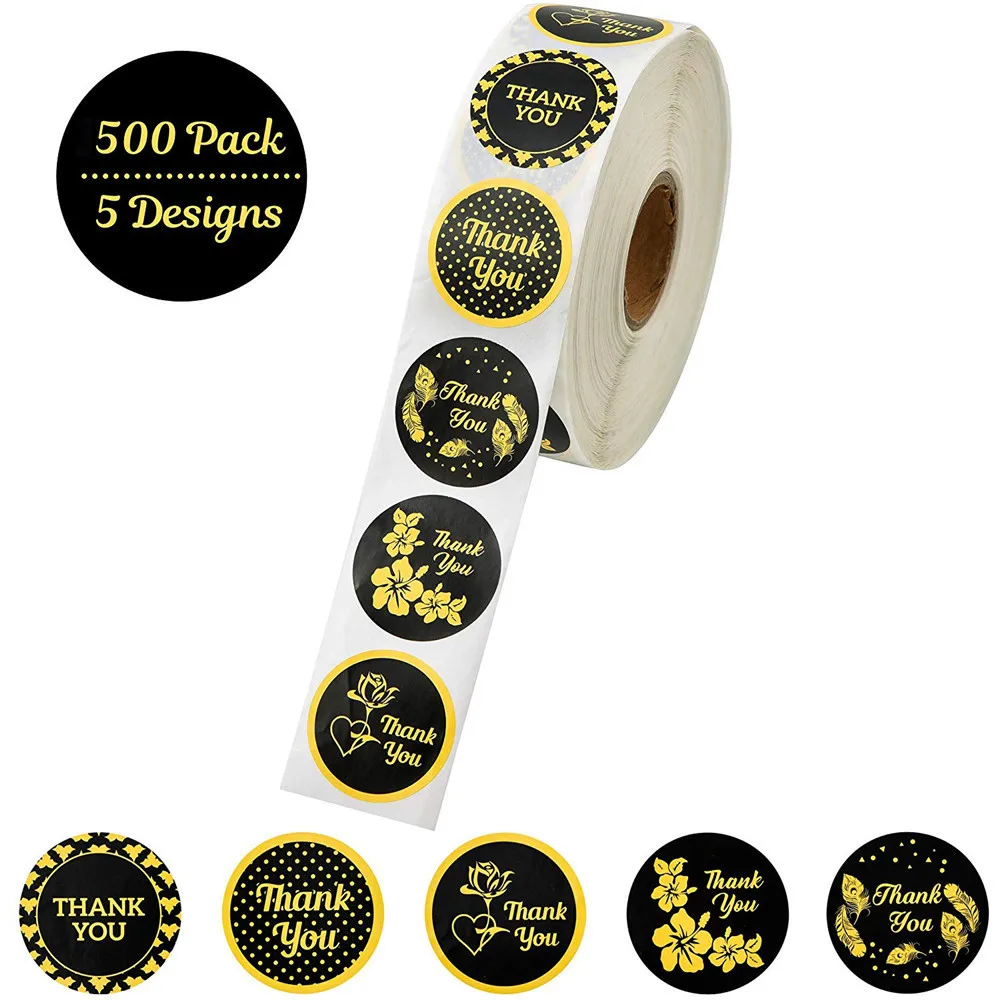 

Thank You Flower Stickers 500Pcs/Roll Candy Bag Card Label Box Label Wedding Decor Gift for Decoration Packgage Hot Sale