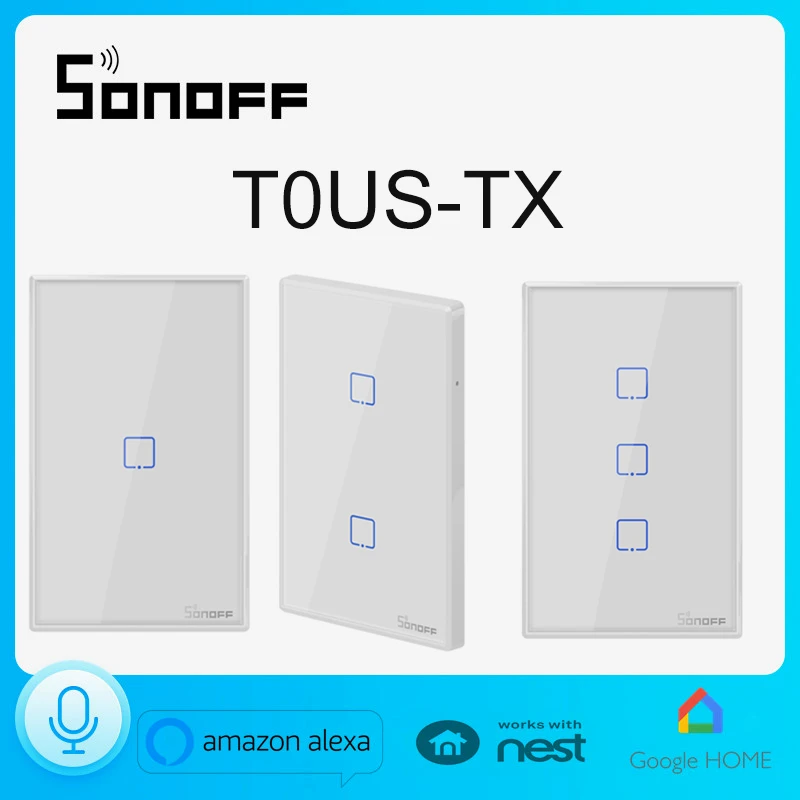 Интеллектуальный выключатель света Sonoff T0US 1/2/3 TX настенный светильник переключатели 120 Тип Дистанционное управление переключатель Wi-Fi с границы работает с Alexa Google Home