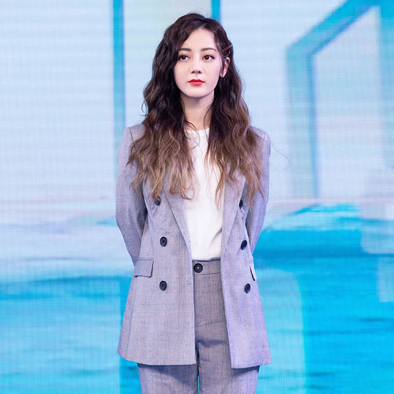 Модное пальто в стиле звезды женский серый клетчатый костюм 2020 модные клетчатые