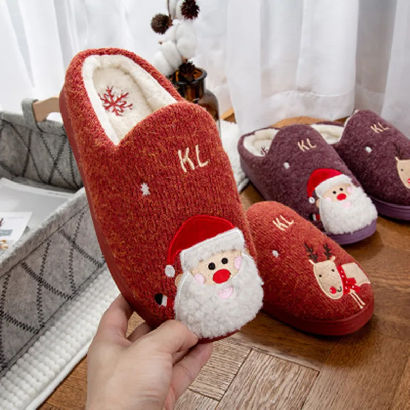 2019 мужские и женские хлопковые тапочки с рождественским оленем|Тапочки| |