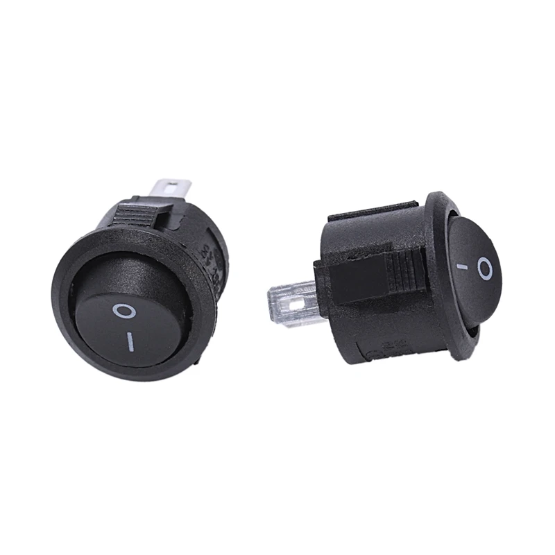 5 Pcs SPST Black Button On/Off Round Rocker Switch AC 6A/125V 3A/250V