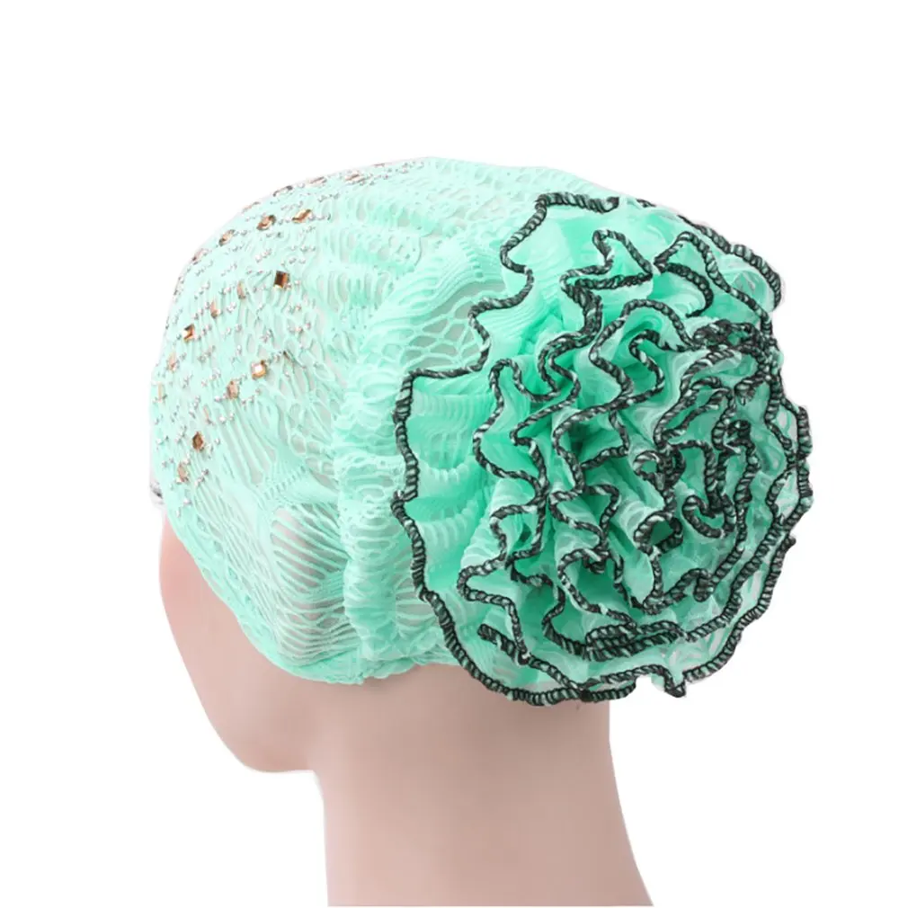

Fashionable Rhinestone Women Muslim Hijab Hat Bohemia Style Lady Turban Cap Beanie Scarf Turban Head Wrap Cap Accessories