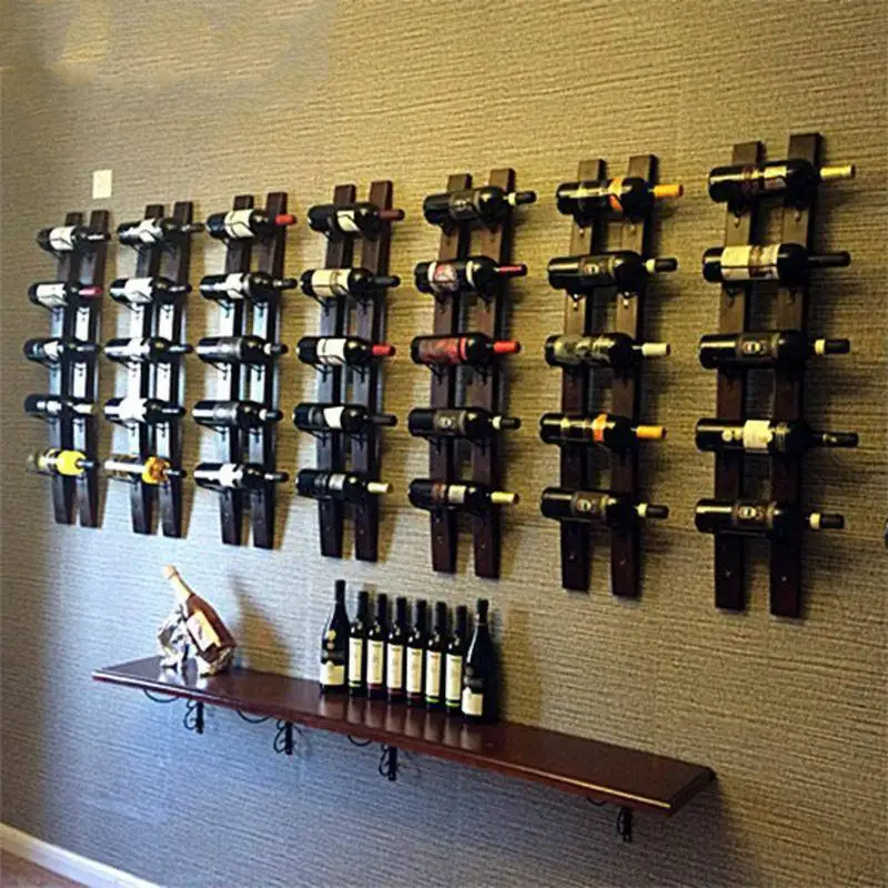 Металлический и деревянный винный стеллаж настенный держатель для бутылки виски