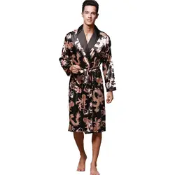Мужской Атласный халат, пижама, халат, домашняя одежда, одежда для сна с длинным рукавом, badjas, мужские халаты, ночное белье с карманами, d90808