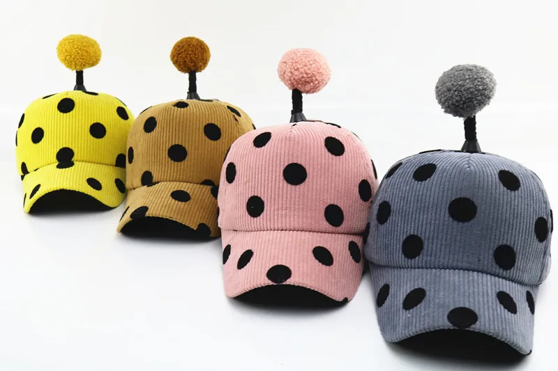 New Baby boy girl Hat Baby autumn and winter hat cute children antenna hair ball corduroy cap kids baseball caps snapback