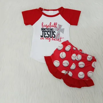 

Baby Girl Clothing Set Cute Summer Baseball T-Shirt Jesus Easter Outfits Children Clothes Shorts Kids Outfit