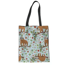 THIKIN милые сумки для покупок с принтом "Ленивец", Женская Холщовая Сумка-тоут, складные женские сумки, для девушек, ежедневная Сумка, Вместительная женская сумка