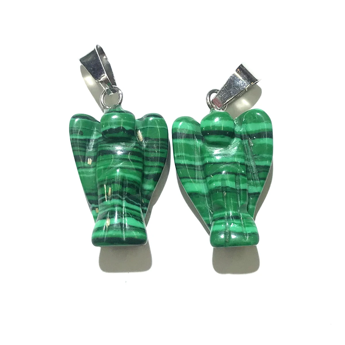 Malachite Натуральный камень в форме ангела кристалл Агаты Подвески Счастливый Камень кулон для самостоятельного изготовления ювелирных изделий ожерелье аксессуары 15 мм x 23,5 мм - Окраска металла: Malachite