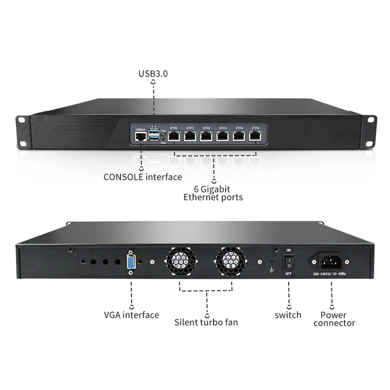 Powerful 1U Industrial Server: Pfsense I7-8550U/ I7-8700/ I7-7660U, Windows/Linux, Aikuai, Ubuntu, CentOS, 1U Case Description Image.This Product Can Be Found With The Tag Names Barebone Mini PC, Computer Office, Computer windows linux