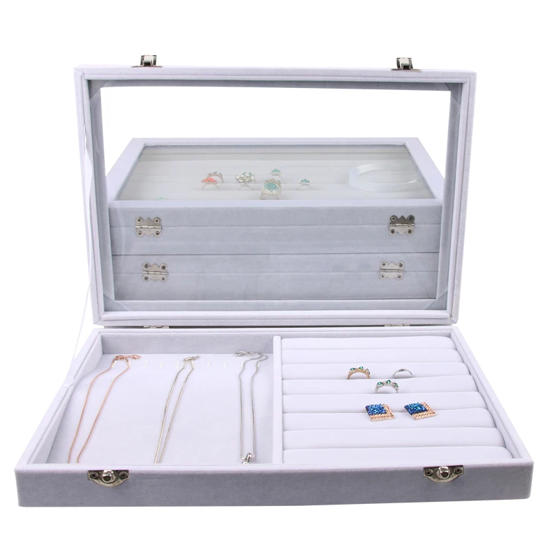 Штабелируемый чехол для ювелирных изделий бархатная коробка хранения сережек