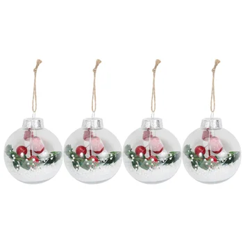 

4Pcs Christmas Tree Balls Clear Ball Decors Christmas Hanging Ornaments (Type 2)