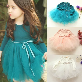 

Autumn 4-8 years old children's clothing new Korean girls baby long-sleeved dress net yarn lace princess baby fluffy drees