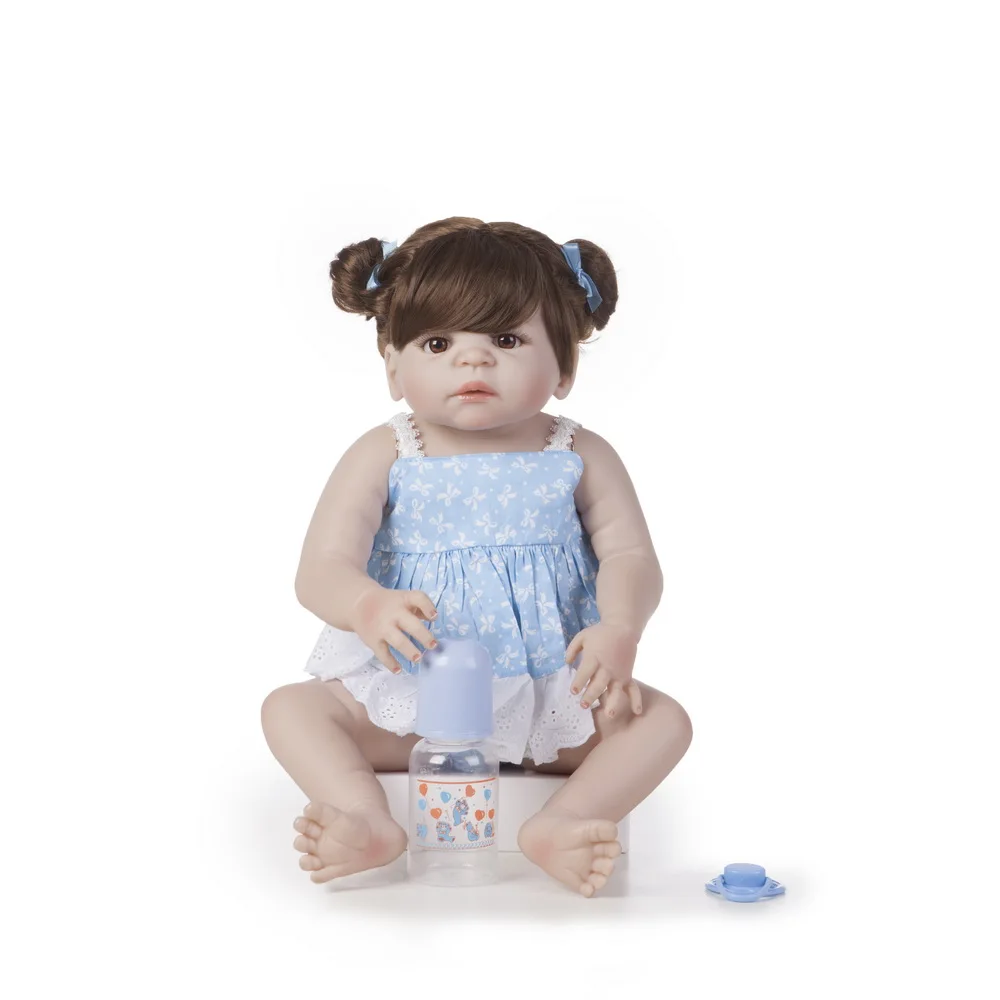 18 дюймов, игрушка для волос на все тело, кукла Bebe, Мягкая силиконовая Реалистичная детская гладкая виниловая кукла, милая детская силиконовая кукла, детские игрушки