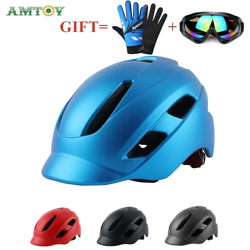 

AMTOY New Children's Helmet Integrated Bicycle Riding Helmet Men And Women's Safety Helmet With Insect Proof Net Reflective Gift