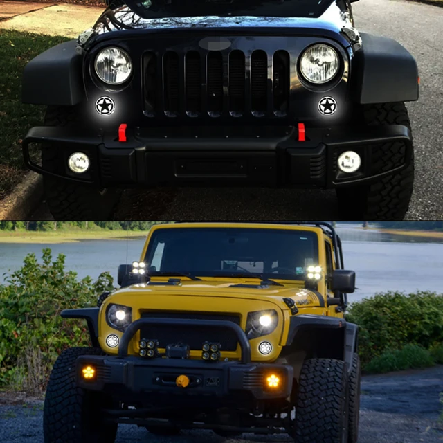 Dark Smoked Amber LED Front Side Marker Lights For 2007-2018 Jeep Wrangler JK - Pair