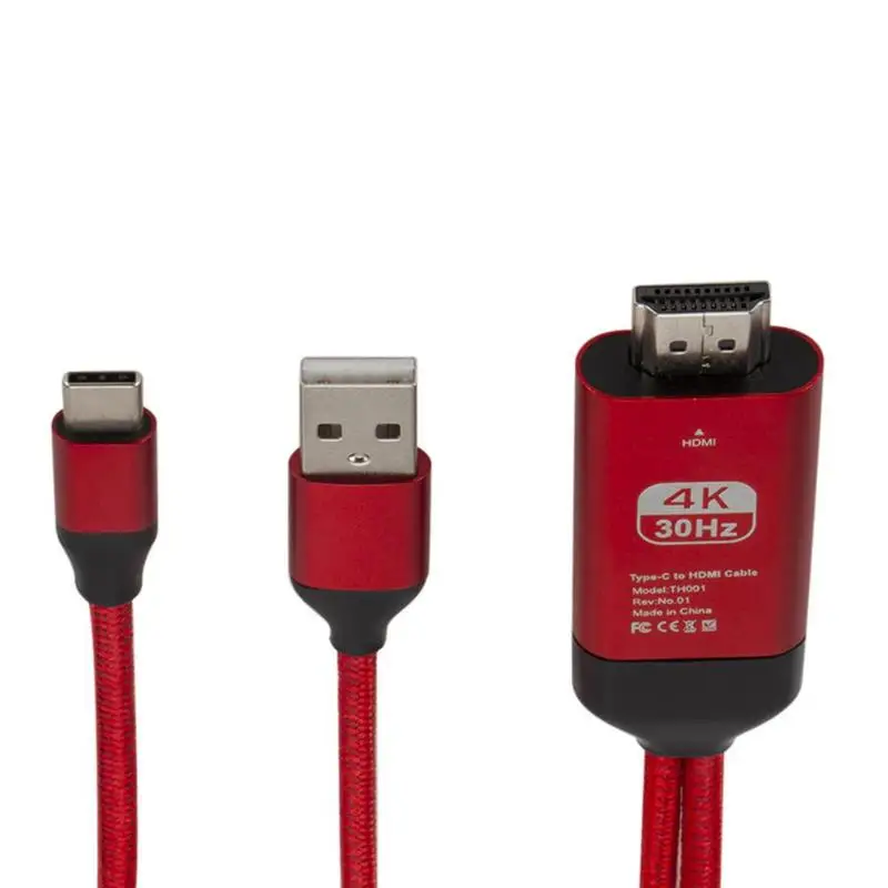 ALLOYSEED 4K type-C к HDMI кабель-конвертер из алюминиевого сплава 2 м кабель-конвертер с USB для ноутбука смартфон для samsung MacBook