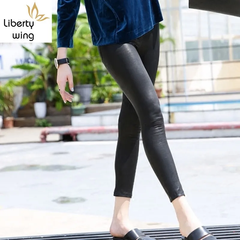 

Top Quality Women Stretch Genuine Leather Pencil Pants Push Up Skinny Leggings Sexy OL Streetwear Punk Sheepskin Biker Trousers