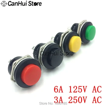

5PC R13-507 Momentary Push Button Switch OFF-ON Reset Switch 16MM 3A 250V AC Non Locking Switch Red Black Yellow Green Round Cap