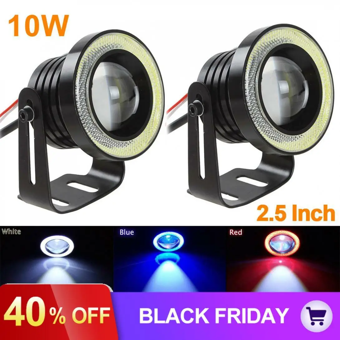

2pcs 2.5 Inch 10W 1800LM 12V COB Car Fog Light Lamp Auto Car Angel Eyes Light