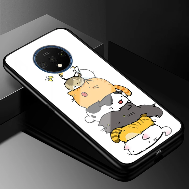 18 6,55 ''для oneplus 7T чехол из закаленного стекла твердая задняя крышка чехол для телефона s для One plus 7T oneplus 7T силиконовый бампер защитный чехол - Цвет: 18