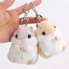 Porte clés en forme de hamster en peluche en fausse fourrure pour femme, poupée, jouet, pompon, kawaii, moelleux, fille, bibelots, pour sac à main,