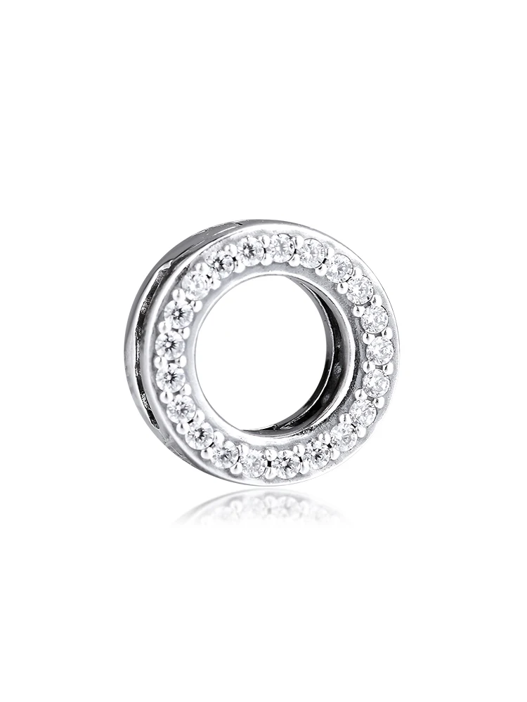 DIY Fits for Pandora Charms Bracelets Reflexions Circle of Pave Clip Beads 100% 925 Sterling-Silver-Jewelry Free Shipping | Украшения и