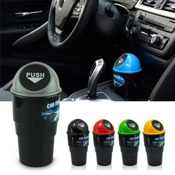 

Mini Car Garbage Can Auto Creative Trash Can Vehicle Dust Holder Bin Box Spring Cover Universal Car Trash Can Accessories