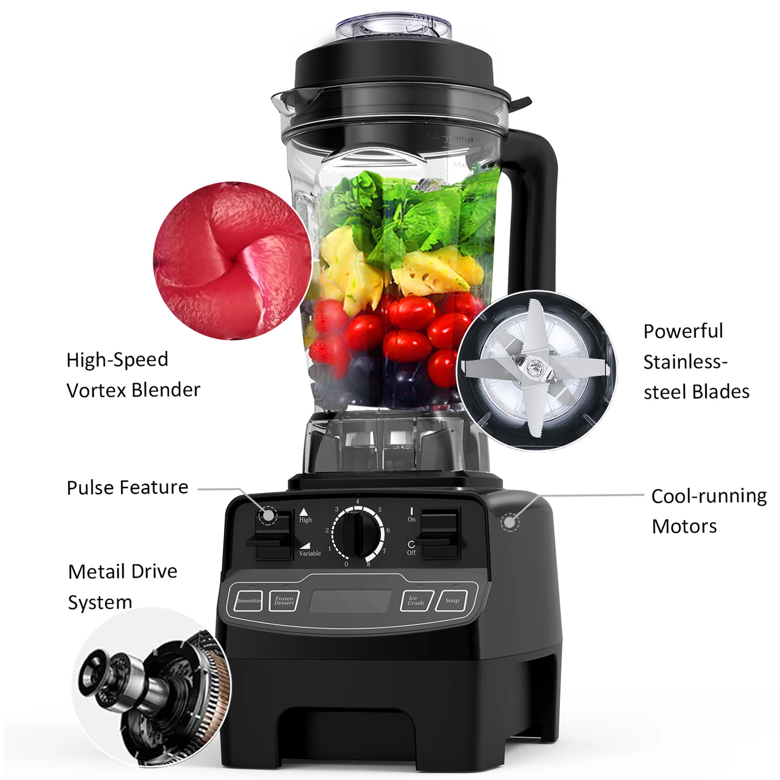 Homgeek Blender Smoothie Maker 2000W Professional Blender with 8 Adjustable Speeds 2L BPA-free Tritan 33000rpm High Speed Juicer Homgeek Blender Smoothie Maker 2000W Professional Blender with 8 Adjustable Speeds 2L BPA-free Tritan 33000rpm High Speed Juicer