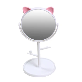 

MFEISI Makeup Mirror or 10X mirror can choose Cat ears Cosmetic Mirror Operated Stand for Tabletop Bathroom Travel