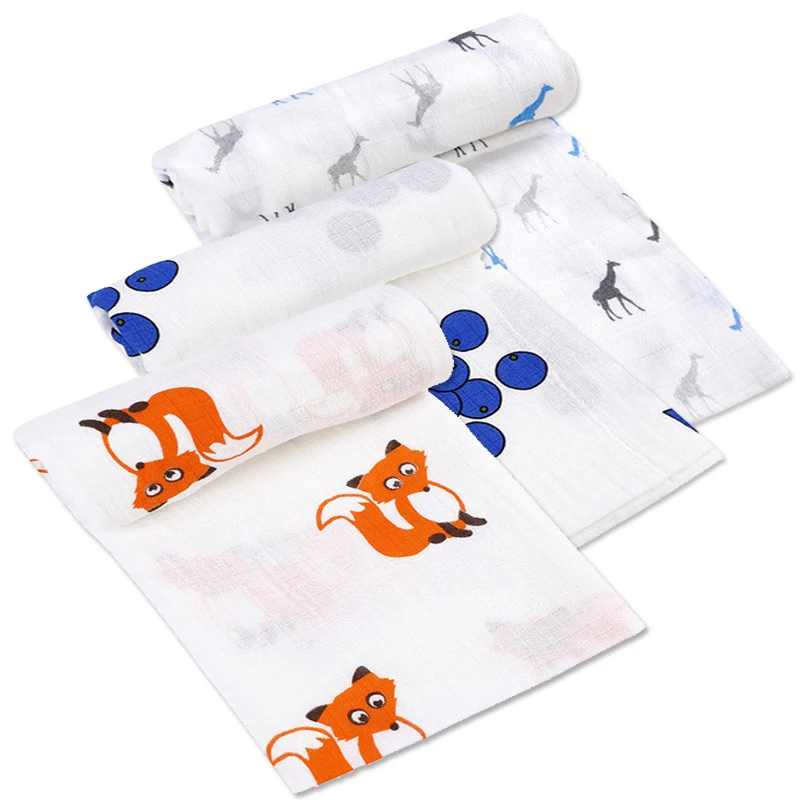 

1pc Cotton Baby Blanket Swaddle Wrap Newborn Washable Cute Cartoon Bath Gauze Infant Boys Girls Print Bedding Towel