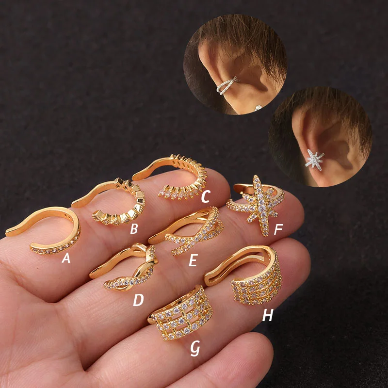 

1Pc 10mm Fake Piercing Jewelry Adjustable Helix Cartilage Conch Cz Ear Cuff No Piercing Conch Cuff Earring