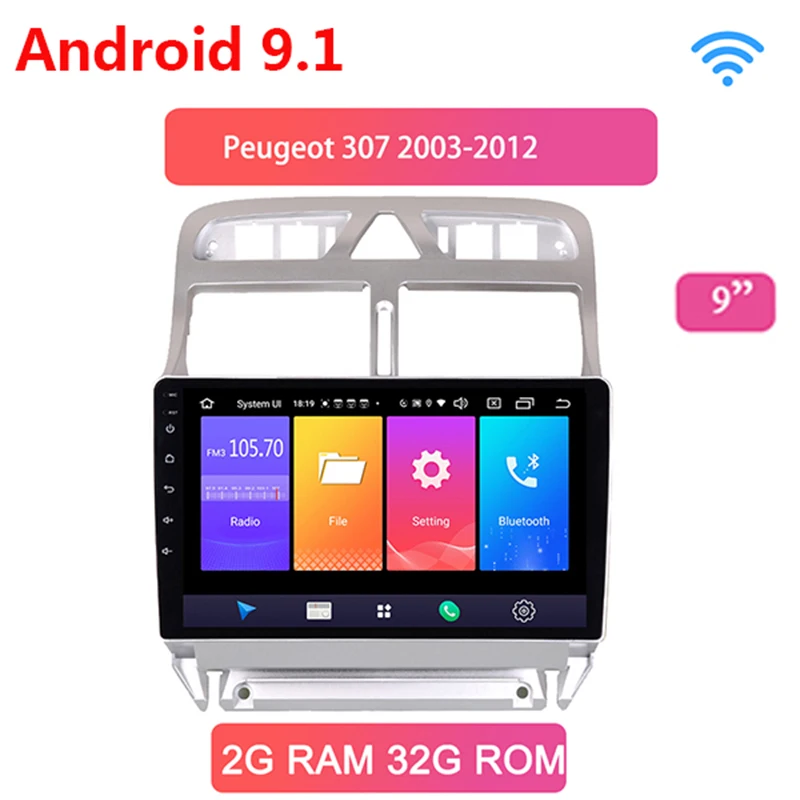 

9 inch 2 Din Android 9.1 Car Radio Multimedia Player GPS Navigation For Peugeot 307 307CC 307SW 2002-2013 Auto Radio player WIFI